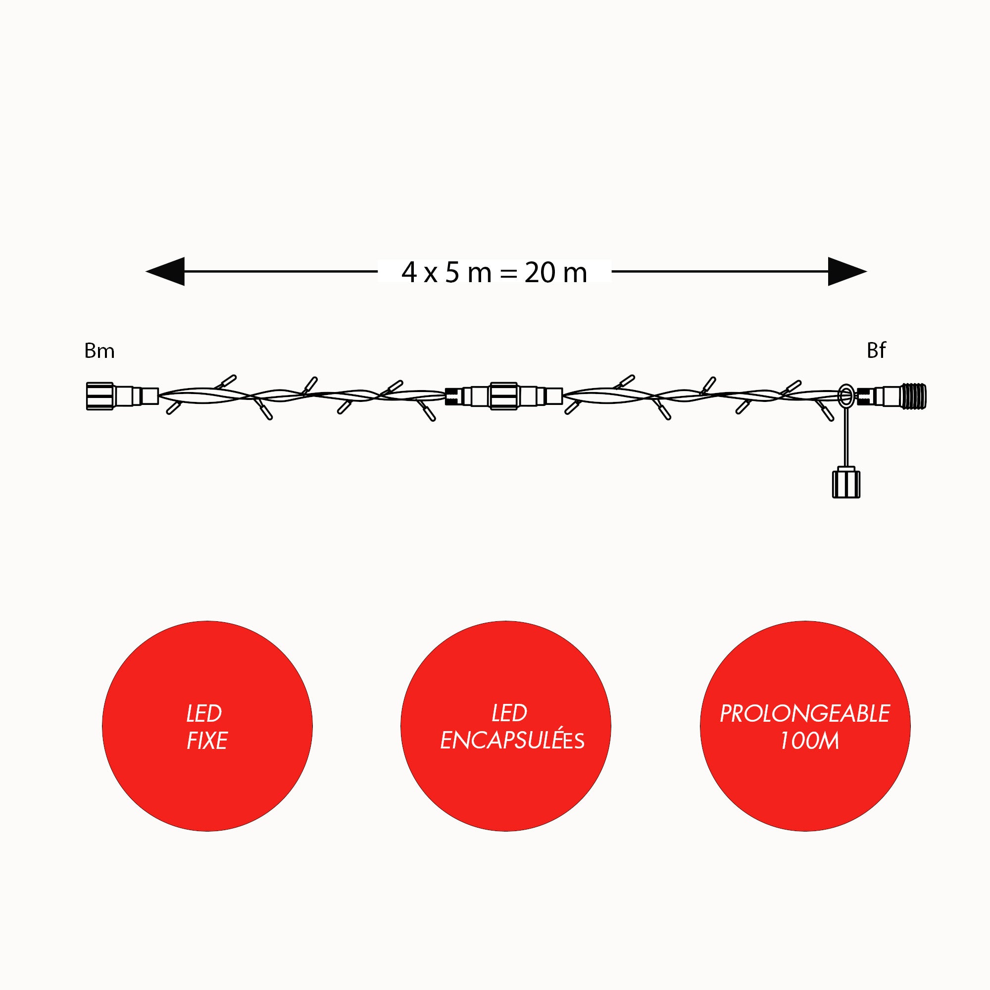 Guirlande fixe Optima L20m -230V